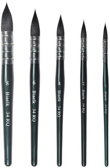 Biaelk 34RQ Eekhoorn Mix Haar Houten Handvat Aquarel Art Supplies Voor Kunstenaar Verf Pen Borstel 5Pcs
