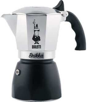 Bialetti Brikka Percolator 4 kops Zilver, Zwart