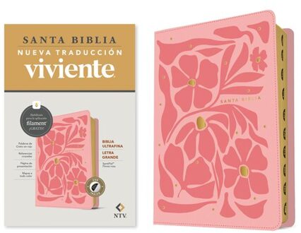 Biblia Ultrafina Ntv, Letra Grande Con Filament (Sentipiel, Flores Rosa, Indice, Letra Roja) - Tyndale