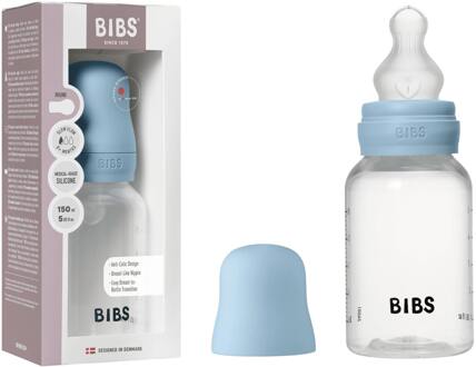 BIBS Baby Accessoires BIBS Baby Bottle Round Silicone Slow Flow Baby Blue 150 ml