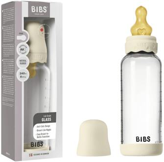 BIBS Baby Accessoires BIBS Glass Boheme Baby Bottle Medium Flow Ivory 240 ml