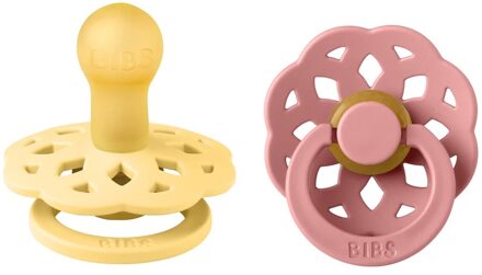BIBS Boheme Pacifier - Maat 1 - Fopspeen - 2 stuks - Pale Butter / Dusty Pink Geel / Pale Butter / Roze / Dusty Pink