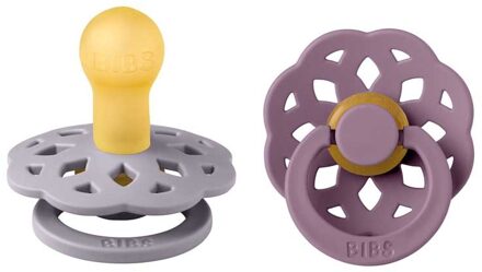 BIBS Boheme Pacifier - Maat 2 - Fopspeen - 2 stuks - Fossil Grey / Mauve Fossil Grey  / Paars / Mauve