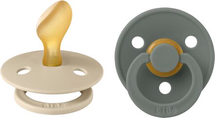 BIBS Colour Fopspeen - Anatomisch - Maat 1 - Vanilla/Pine - 2 Stuks Vanilla / Pine / Beige / Groen