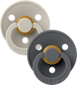 BIBS Colour Fopspeen - Rond - Maat 1 - Sand/Iron - 2 Stuks Sand / Iron / Beige / Grijs