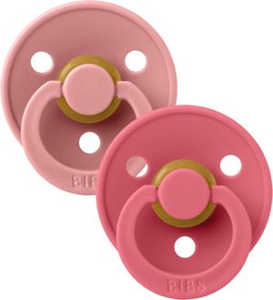 BIBS Colour Fopspeen - Rond - Maat 2 - Dusty Pink/Coral - 2 Stuks Dusty Pink / Coral / Roze