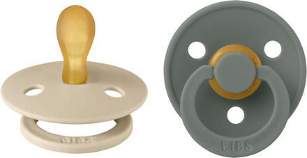 BIBS Colour Fopspeen - Symmetrisch - Maat 2 - Vanilla/Pine Vanilla / Pine / Beige / Groen