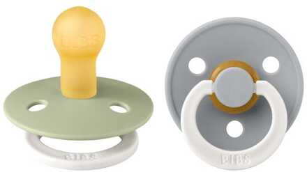 BIBS Colour Pacifier Glow In The Dark - Stage 1 Fopspeen - 0+ Maanden - 2 Stuks - Sage Glow / Cloud Glow