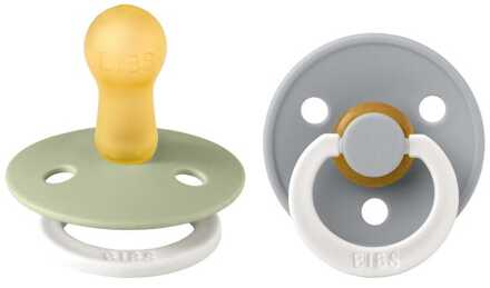 BIBS Colour Pacifier Glow In The Dark - Stage 2 Fopspeen - 6+ Maanden - 2 Stuks - Sage Glow / Cloud Glow