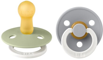 BIBS Colour Pacifier Glow In The Dark - Stage 2 Fopspeen - 6+ Maanden - 2 Stuks - Sage Glow / Cloud Glow
