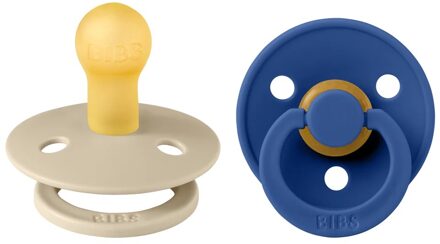 BIBS Colour Pacifier - Maat 1 - Fopspeen - 2 stuks - Vanilla / Cornflower Vanilla / Beige / Cornflower / Blauw
