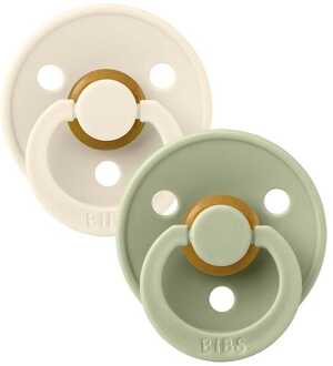 BIBS Colour Pacifier - Stage 1 Fopspeen - 0+ Maanden - 2 Stuks - Ivory / Sage