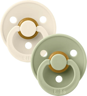 BIBS Colour Pacifier - Stage 1 Fopspeen - 0+ Maanden - 2 Stuks - Ivory / Sage