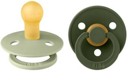 BIBS Colour Pacifier - Stage 1 Fopspeen - 0+ Maanden - 2 Stuks - Sage / Hunter Green Groen