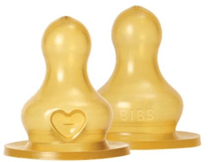 BIBS Flessenspeen Medium Flow Latex, 2 stuks Natuurlijk