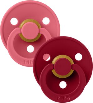BIBS fopspeen Colour Ruby/Coral 6-18 maanden, 2 stuks. Kleurrijk