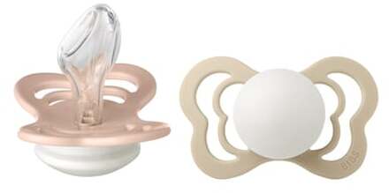 BIBS Fopspeen Couture Blush en Vanilla Glow silicone 6-36 maanden, 2 stuks. Kleurrijk