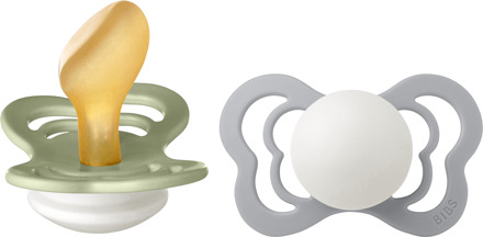 BIBS Fopspeen Couture Sage en Cloud Glow Latex 6-36 maanden, 2 stuks. Kleurrijk