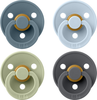 BIBS – Fopspenen - Colour – 4 Pack – Rond - Petrol/Sage/Baby Blue/Iron – Maat 1 Petrol / Sage / Baby Blue / Iron / Blauw / Groen / Grijs