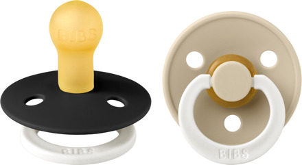 BIBS Glow in the Dark - Maat 1 - Fopspeen - Rond - Black/Vanilla Black / Vanilla / Beige / Zwart