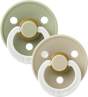 BIBS Glow in the Dark - Maat 1 - Fopspeen - Rond - Sage/Vanilla Sage / Vanilla / Groen /  Beige