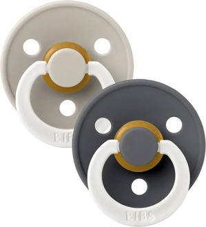 BIBS Glow in the Dark - Maat 1 - Fopspeen - Rond - Sand/Iron Sand / Iron / Grijs / Beige