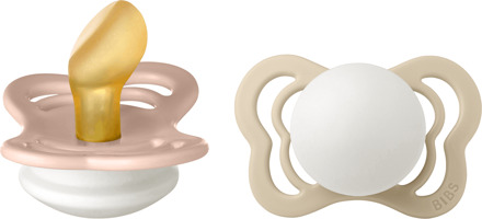 BIBS Speen BIBS Couture 2 Pack Latex Maat 1 Blush Gloed/Vanillegloed 2 st