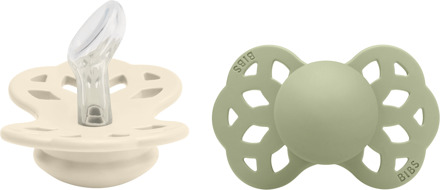 BIBS Speen BIBS Infinity 2 Pack Siliconen Anatomical Size 1 Ivoor/Salie 2 st