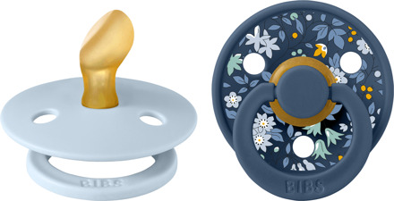 BIBS Speen BIBS Liberty Pacifier Colour 2 Pack Chamomile Lawn Latex Size 1 Anatomical Baby Blue Mix 2 st