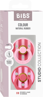 BIBS Speen BIBS Pacifier Studio Colour Block Latex Size 1 Baby Pink Coral Mix 2 st