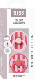BIBS Speen BIBS Pacifier Studio Colour Block Latex Size 2 Baby Pink Coral Mix 2 st