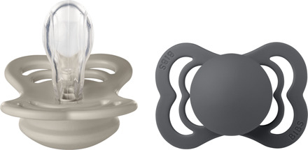 BIBS Speen BIBS Supreme 2 Pack Silicone Grootte 1 Zand/Ijzer 2 st