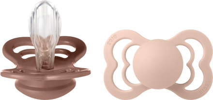 BIBS Speen BIBS Supreme 2 Pack Silicone Grootte 2 Woodmarmuck/Blush 2 st