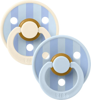 BIBS – Studio Collection - Fopspeen - Rond – Baby Blue/Dusty Blue mix – Maat 1 – 2 Stuks Baby Blue / Dusty Blue mix / Beige / Blauw