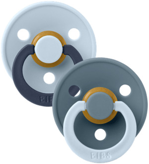 BIBS – Studio Collection - Fopspeen - Rond – Baby Blue/Petrol – Maat 1 – 2 Stuks Baby Blue / Petrol / Blauw / Lichtblauw / Donkerblauw