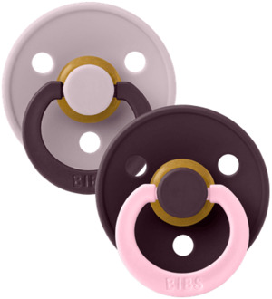 BIBS – Studio Collection - Fopspeen - Rond – Dusky Lilac/Plum – Maat 1 – 2 Stuks Dusky Lilac / Plum / Paars / Roze / Bruin