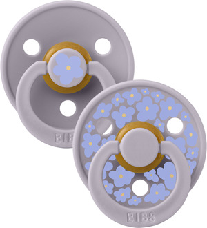 BIBS – Studio Collection - Fopspeen - Rond – Fossil/Grey – Maat 1 – 2 Stuks Fossil / Grey / Paars / Grijs
