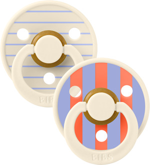 BIBS – Studio Collection - Fopspeen - Rond – Ivory/Hush – Maat 1 – 2 Stuks Ivory / Hush / Beige / Paars / Rood