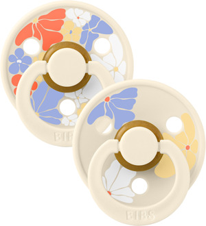 BIBS – Studio Collection - Fopspeen - Rond – Morning Bloom – Maat 2 – 2 Stuks Morning Bloom / Ivory / Beige