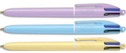BIC balpen 4kleuren pastel medium assorti