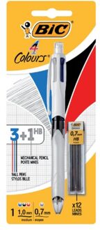 BIC Balpen Bic 3kleuren met vulpotlood HB 0.7mm blister