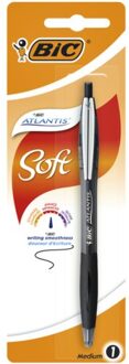 BIC Balpen Bic Atlantis soft metalen clip 1.0mm zwart blister