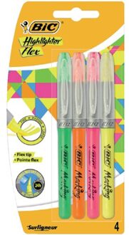 BIC Markeerstiften Bic flex 4 kleuren assorti