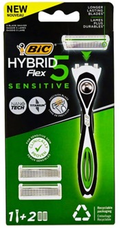 BIC Scheermesje Bic Hybrid 5 Flex Sensitive Razor & Blades 1 pcs + 2 st