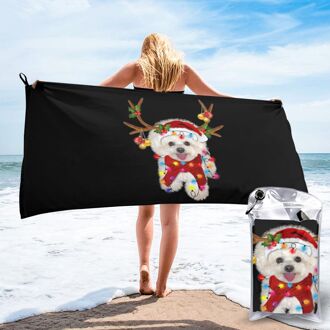 Bichon Frise Prachtige Rendier Zomer Stijl Goede Patroon Halloween Customiz Retro Leuke Strand Badhanddoek 140 x 70cm