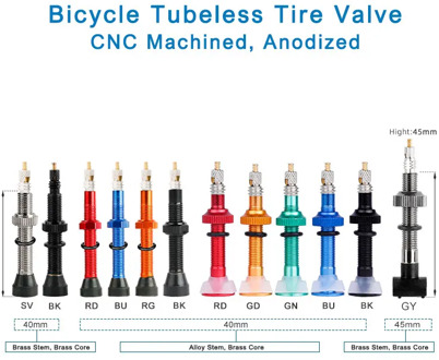 Bicycle 1Pair 40mm Presta Valve for Road Tubeless Rim Brass Core W/ Alloy Cap & Tool