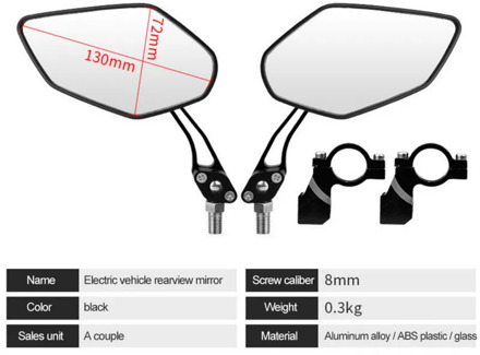 Bicycle Accessories 8mm Basic Universal Motorcycle Electric Bicycle Mountain Bike Rearview Mirror Riding Equipment Cool