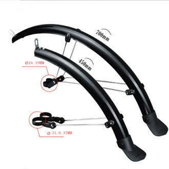 Bicycle Fender 2pcs 26 inch Front Rear Mudguard Double Bracing Adjustable Size Bike wings for Folding Bike Chrome plastic