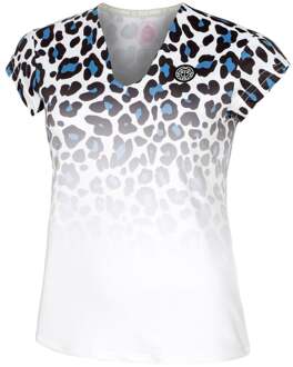 Bidi Badu Leoparty Styles V-Neck T-shirt Dames-Wit,Zwart