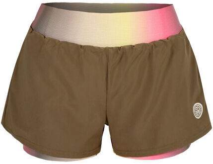 Bidi Badu Spectrum 2In1 Printed Shorts Dames-Bruin,Geel - XS,S,M,L,XL